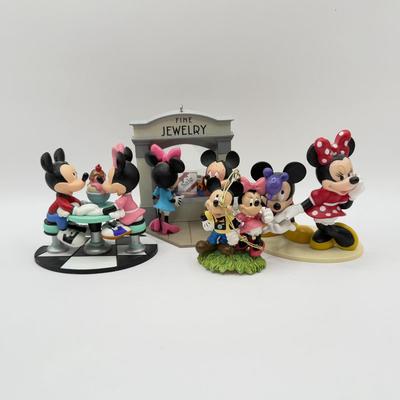 LOT 92B: Disney Mickey & Minnie Ornament collection - 2005 Hallmark Soda Shop, 2008 Hallmark Window-Shopping & More