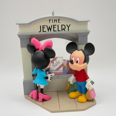 LOT 92B: Disney Mickey & Minnie Ornament collection - 2005 Hallmark Soda Shop, 2008 Hallmark Window-Shopping & More