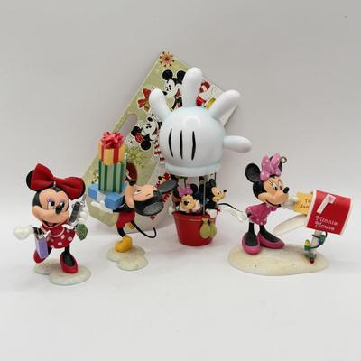 LOT 94B: Disney Store Hot Air Balloon Ornament & Hallmark Ornaments - 2007 Mickey and Minnie Dashing Through the Mall & 2008...