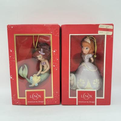 LOT 98B: NIB Disney Lenox Princess Ornaments - Mermaid Ariel & Sofia the First