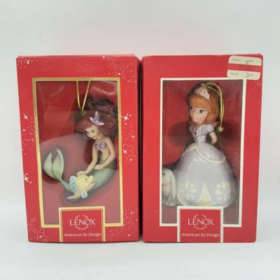 LOT 98B: NIB Disney Lenox Princess Ornaments - Mermaid Ariel & Sofia the First