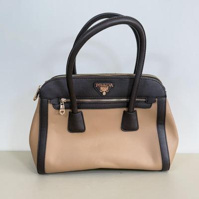 LOT 100A: Prada Saffiano Medium Beige Tote Handbag