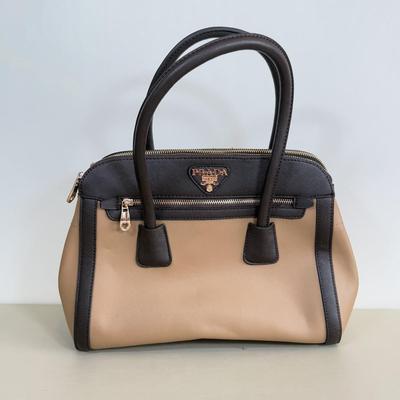LOT 100A: Prada Saffiano Medium Beige Tote Handbag