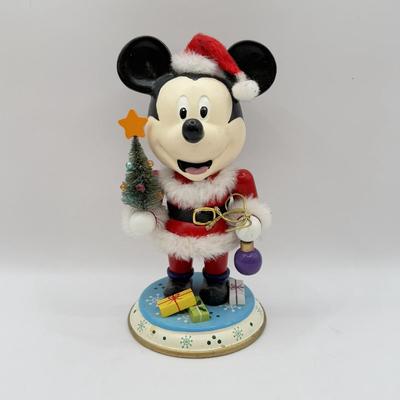 LOT 103B: Disney Kurt S Adler Mickey as Santa Christmas Nutcracker & Disney Christmas Snowglobes - "Sleigh Ride" &...