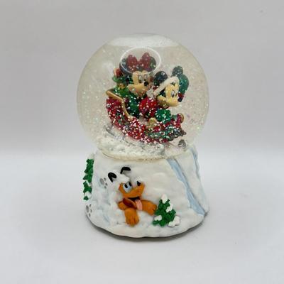 LOT 103B: Disney Kurt S Adler Mickey as Santa Christmas Nutcracker & Disney Christmas Snowglobes - "Sleigh Ride" &...