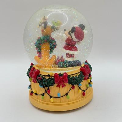 LOT 103B: Disney Kurt S Adler Mickey as Santa Christmas Nutcracker & Disney Christmas Snowglobes - "Sleigh Ride" &...