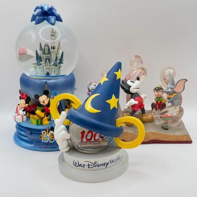 LOT 104B: Vintage Walt Disney World 30th Anniversary Mickey & Friends Cinderella Castle Snowglobe, Walt Disney 75th Anniversary...