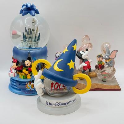 LOT 104B: Vintage Walt Disney World 30th Anniversary Mickey & Friends Cinderella Castle Snowglobe, Walt Disney 75th Anniversary...