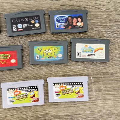 LOT 107B: Nintendo Game Boy Advance Games w/ Game Boy Case - Super Mario Bros., Frogger's Adventures, Spongebob, GBA Video Cartoons...