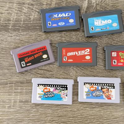 LOT 107B: Nintendo Game Boy Advance Games w/ Game Boy Case - Super Mario Bros., Frogger's Adventures, Spongebob, GBA Video Cartoons...