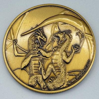 LOT 114J: 1999 Universal Studios Islands of Adventure The Lost Continent Dragon Coin Medallion in Original Box
