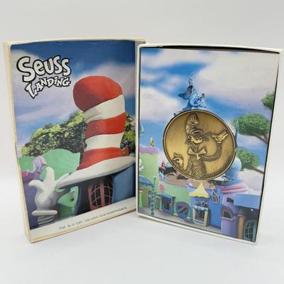 LOT 115J: 1999 Universal Studios Islands of Adventure Seuss Landings Cat in the Hat Coin Medallion in Original Box