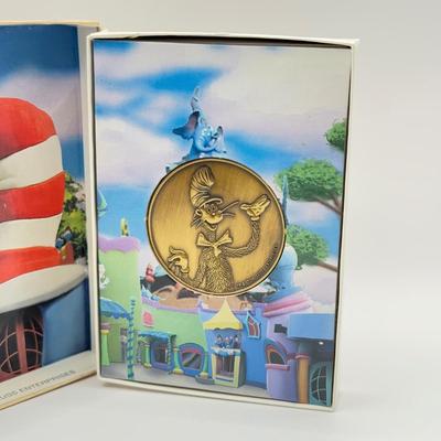 LOT 115J: 1999 Universal Studios Islands of Adventure Seuss Landings Cat in the Hat Coin Medallion in Original Box