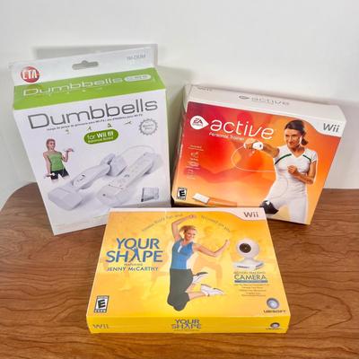 LOT 142B: Wii Fit Accessories: Dumbbells, EA Sports Active Personal Trainer & Your Shape Featuring Jenny McCarthy