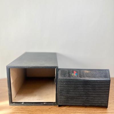 LOT 145B: Playstation Game Storage Box w/ PS1 NFL Gameday '98 & PS2 Games - Madden 2005 & 2006