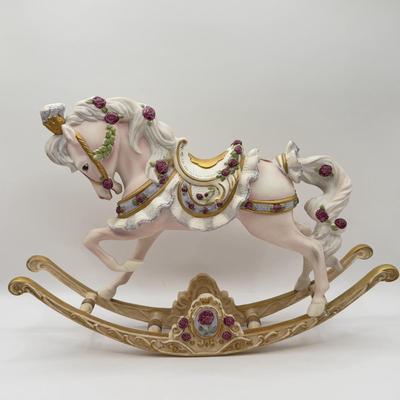 LOT 167B: The Franklin Mint Victorian Rose Porcelain Rocking Horse