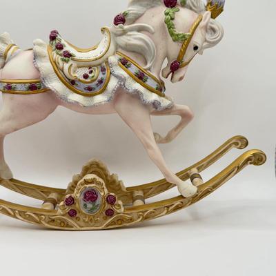 LOT 167B: The Franklin Mint Victorian Rose Porcelain Rocking Horse