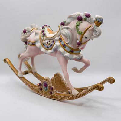 LOT 167B: The Franklin Mint Victorian Rose Porcelain Rocking Horse