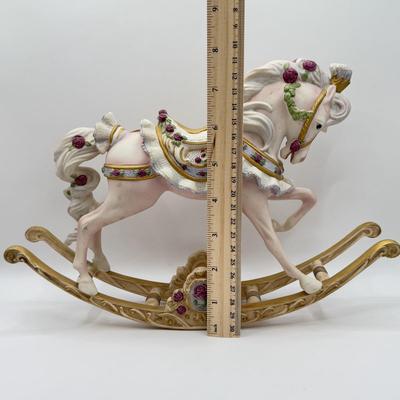 LOT 167B: The Franklin Mint Victorian Rose Porcelain Rocking Horse