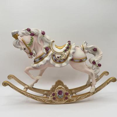 LOT 167B: The Franklin Mint Victorian Rose Porcelain Rocking Horse