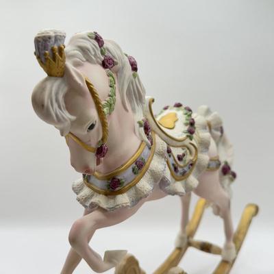 LOT 167B: The Franklin Mint Victorian Rose Porcelain Rocking Horse