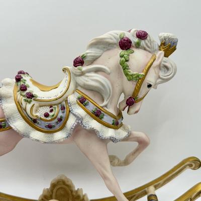 LOT 167B: The Franklin Mint Victorian Rose Porcelain Rocking Horse