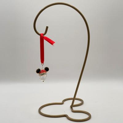 LOT 174A: Art of Disney Swarovski Crystal Mickey Santa Hat Ornament w/ Mickey Stand