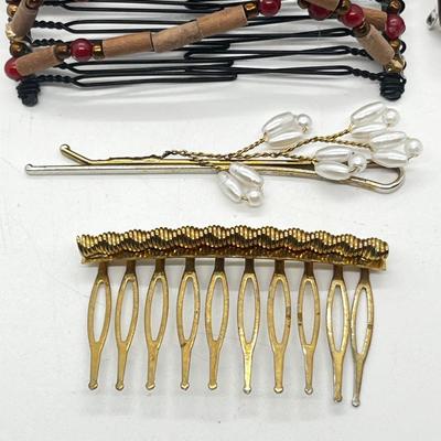 LOT 185J: Hair Accessories: Comb Clip, Barrettes, Butterfly Clips and More