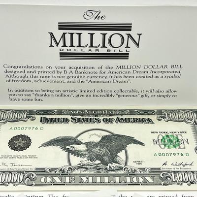 LOT 190J: Currency Collector Lot: Million Dollar Bill, Movie Money, Mini Coins and Pocket Knife