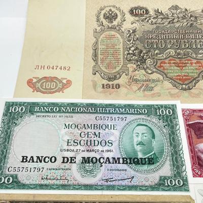 LOT 191J: International Currency Collection: WWII Japanese Occupation of Philippines 5 Pesos, 1910 One Hundred Rubles and More