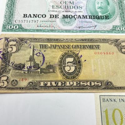LOT 191J: International Currency Collection: WWII Japanese Occupation of Philippines 5 Pesos, 1910 One Hundred Rubles and More