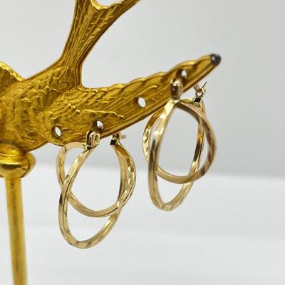 LOT 193J: 10K Yellow Gold Double Hoop Earrings