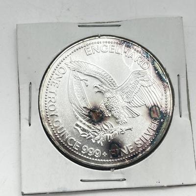 LOT 196J: 1984 Englehard One Ounce .999 Fine Silver American Prospector Coin