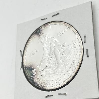 LOT 196J: 1984 Englehard One Ounce .999 Fine Silver American Prospector Coin
