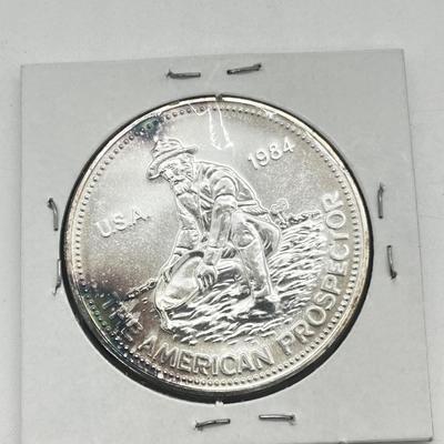 LOT 196J: 1984 Englehard One Ounce .999 Fine Silver American Prospector Coin
