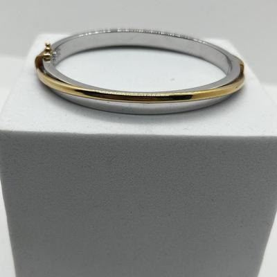 LOT 198J: 14K White and Yellow Gold Aurafin Bangle Bracelet-16.25 Grams
