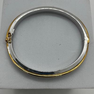 LOT 198J: 14K White and Yellow Gold Aurafin Bangle Bracelet-16.25 Grams