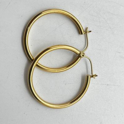 LOT 199J: 14K Classic Gold Hoop Earrings-1.7 Grams