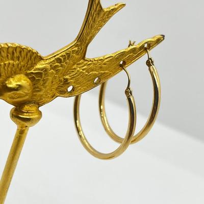 LOT 199J: 14K Classic Gold Hoop Earrings-1.7 Grams