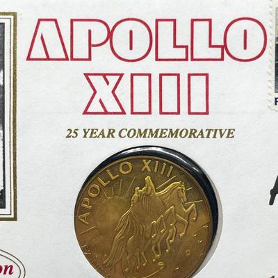 LOT 201J: Limited Edition Series Apollo 13 Silver Coin with First Day Issue April 13, 1995 Envelope and Stamp