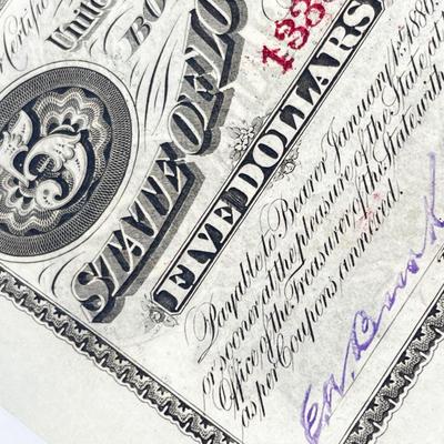 LOT 202J: 1880 State of Louisiana $5 USA Bond