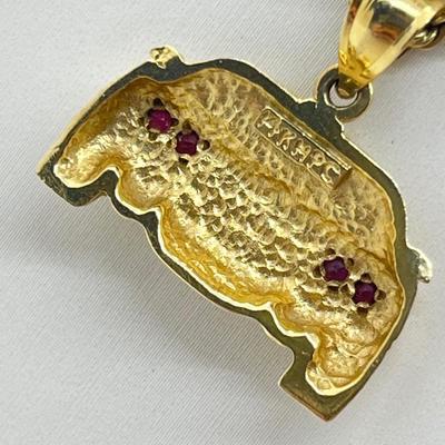 LOT 206J: 14K Yellow Gold Rope Chain and "Corvette" Charm-12.35 Grams