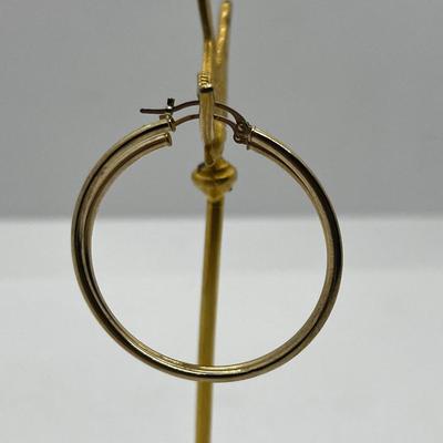 LOT 207J: 14K Yellow Gold Large Hoop Earrings-1.5 Grams