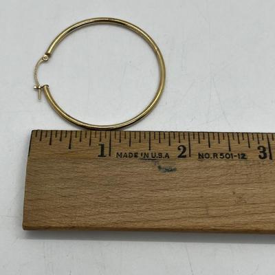 LOT 207J: 14K Yellow Gold Large Hoop Earrings-1.5 Grams
