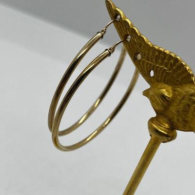 LOT 207J: 14K Yellow Gold Large Hoop Earrings-1.5 Grams