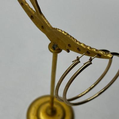 LOT 207J: 14K Yellow Gold Large Hoop Earrings-1.5 Grams