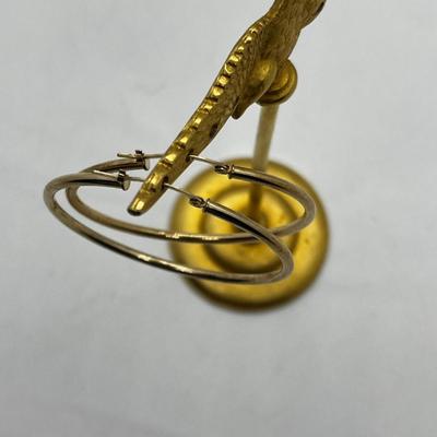 LOT 207J: 14K Yellow Gold Large Hoop Earrings-1.5 Grams