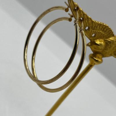 LOT 207J: 14K Yellow Gold Large Hoop Earrings-1.5 Grams
