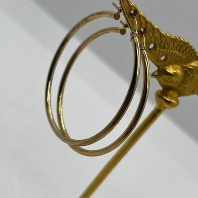 LOT 207J: 14K Yellow Gold Large Hoop Earrings-1.5 Grams