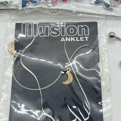 LOT 210J: Body Jewelry Collection: Ankle Bracelets, Toe Ring and Belly Button Jewelry